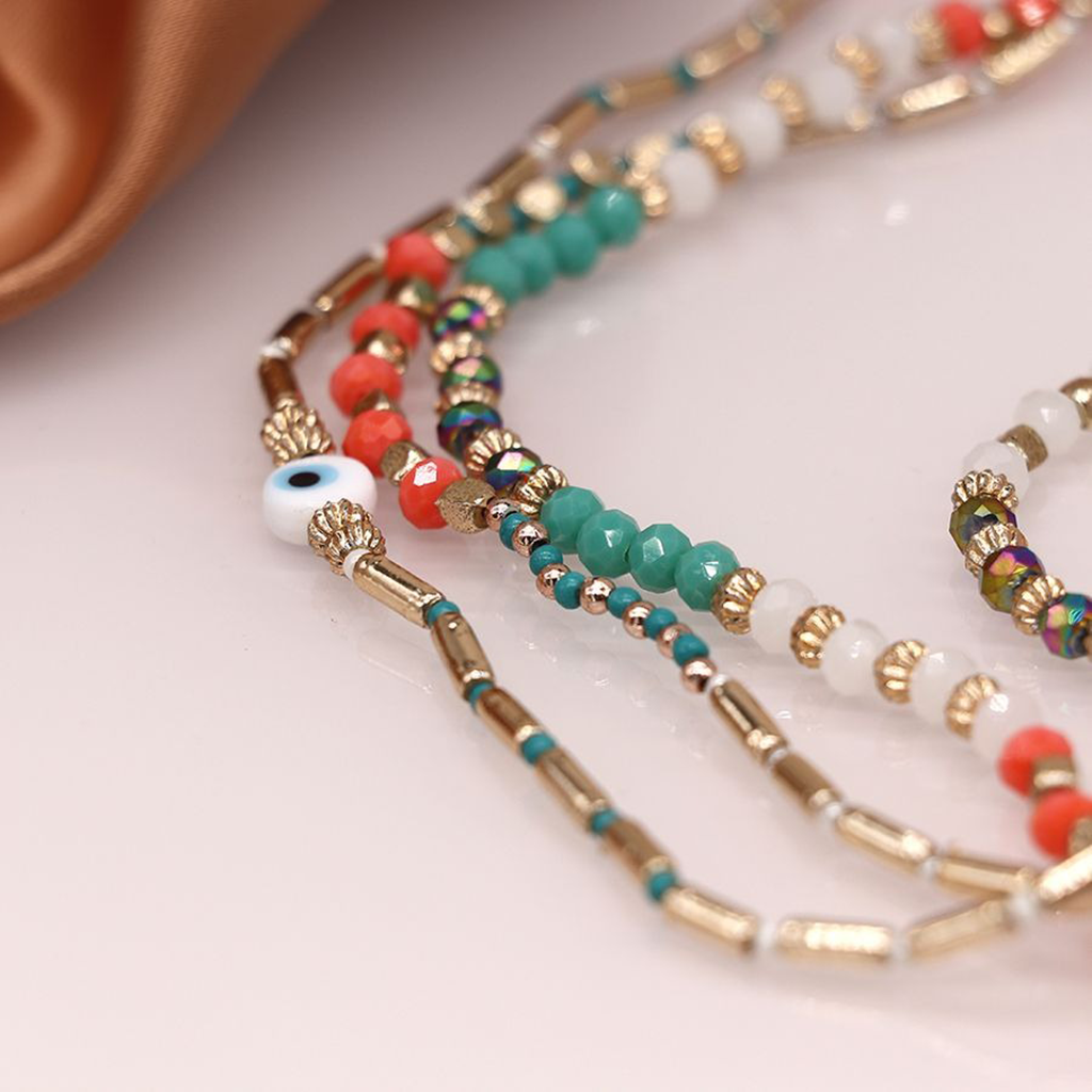 Turquoise and Coral Bead store Necklace and Bracelet Set