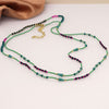 Long Boho Bead Necklace In Cerise And Green