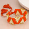 Orange And White Beaded Ribbon Bracelet