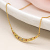 Faux Gold Organic Swoop Bar Necklace With Rainbow Crystals