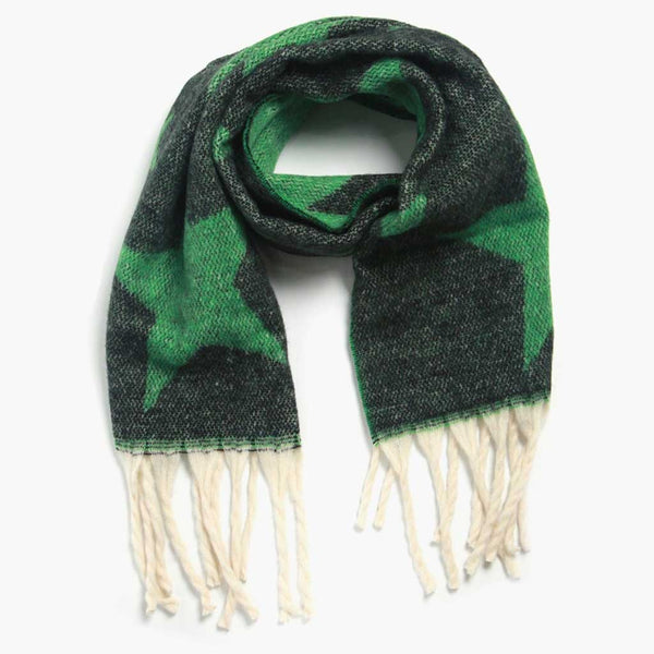 Black Green Heavyweight Scarf Scattered Star