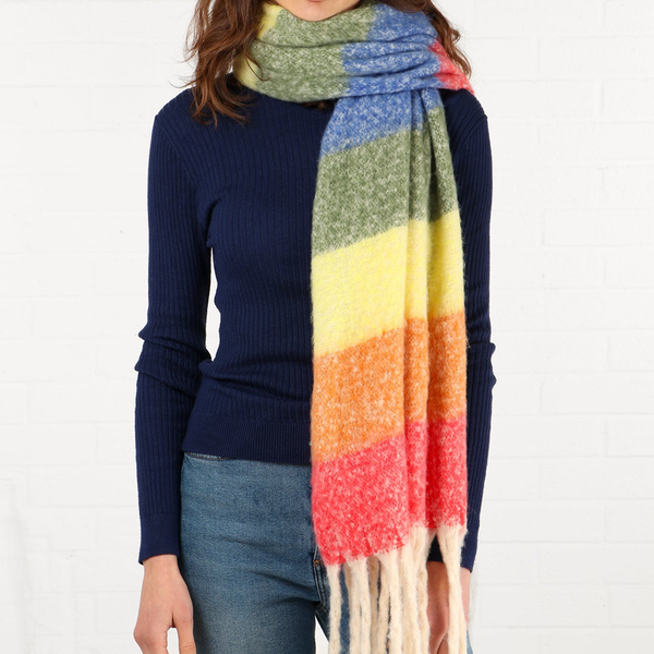 Rainbow Horizontal Stripe Heavyweight Scarf