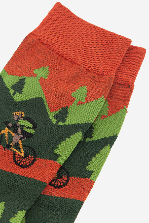 Men's Mountain Bike Forest Scene Cycling Bamboo Socks