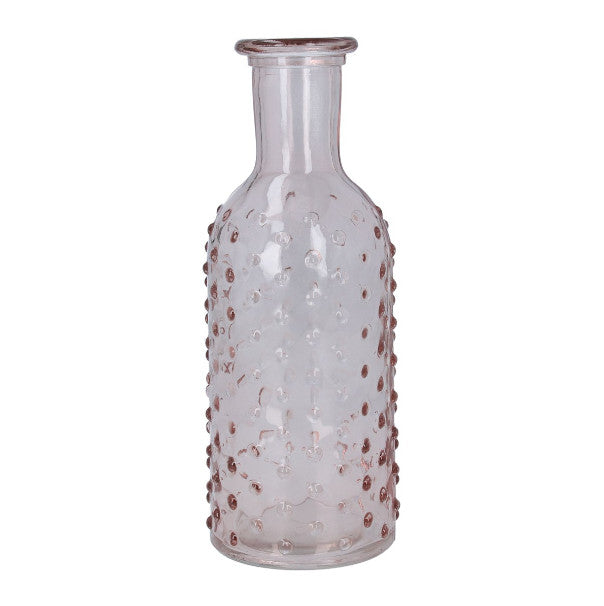 Pink Dimple Glass Bottle Vase