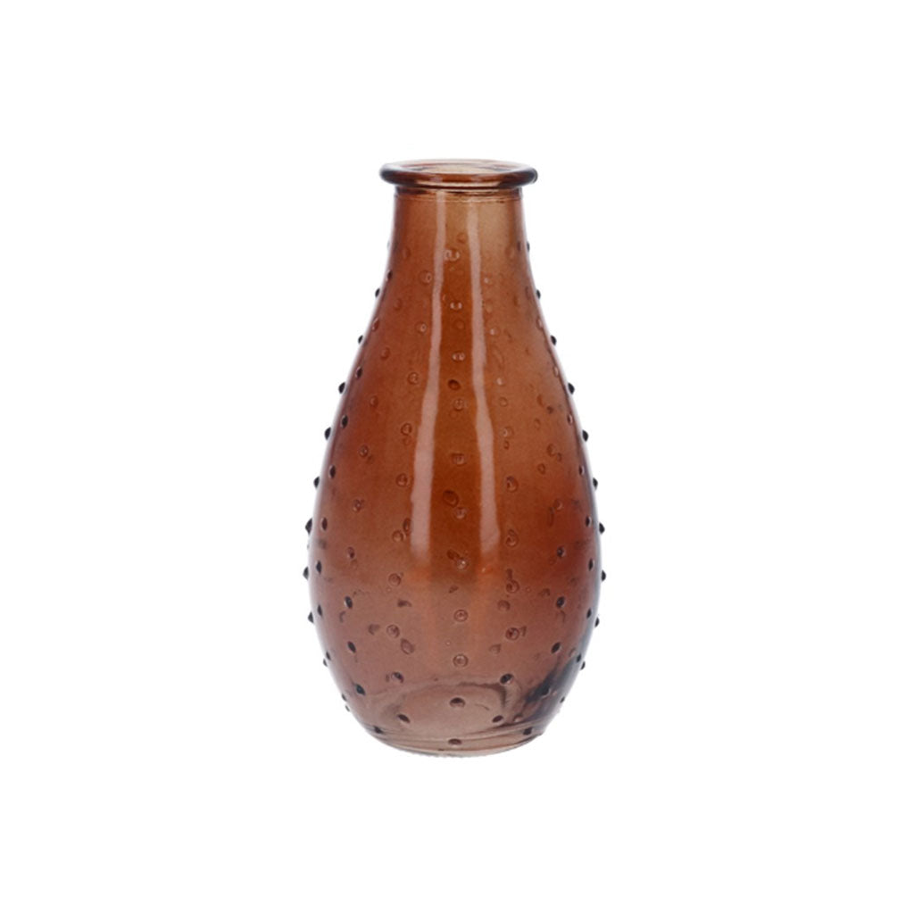 Dark Amber Glass Dimple Pear Bud Vase