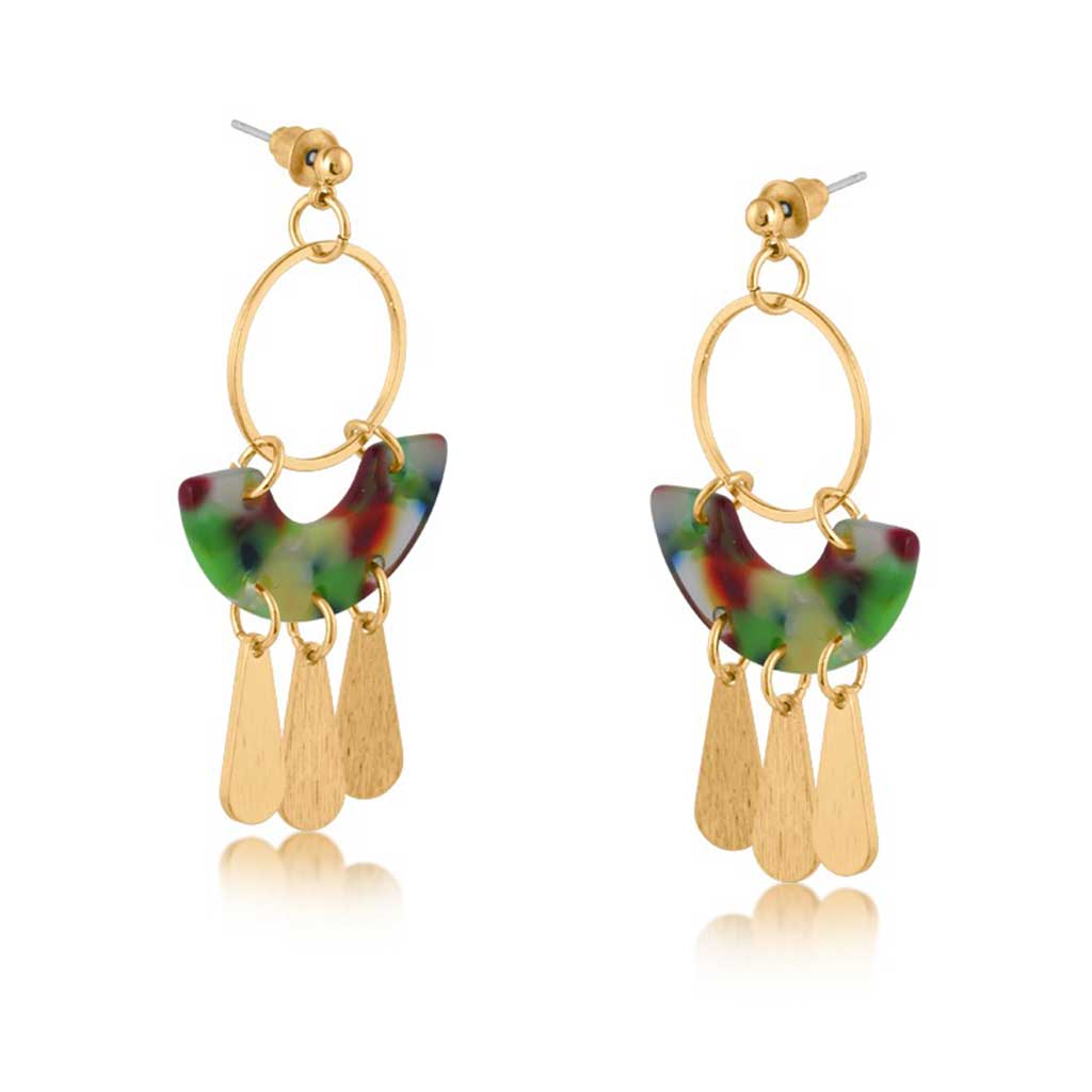 Erica Statement Geo Metal And Resin Dangle Earrings