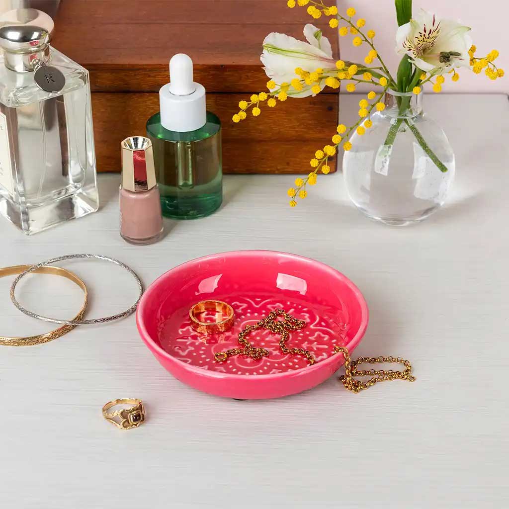 Enamel Trinket Dish - Vibrant Pink