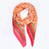 Mosaic Print Bordered Cotton Scarf In Orange