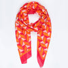 Geometric Print Bordered Cotton Scarf in Fuchsia