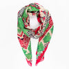 Desert Camel & Palm Tree Print Bordered Cotton Scarf In Green