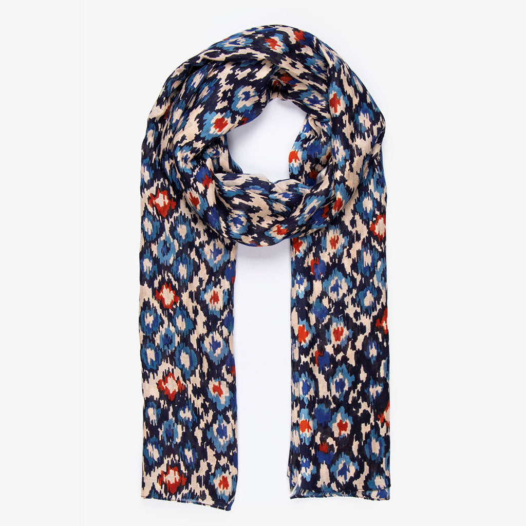 Belle Lightweight Scarf - Denim Blue, Abstract Spot