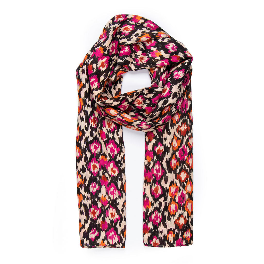 Belle Lightweight Scarf - Fuchsia/Orange, Abstract Spot