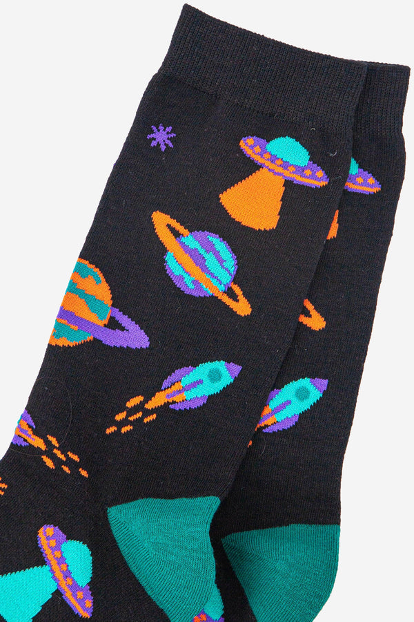 Men's Retro Space Invasion UFO Bamboo Socks