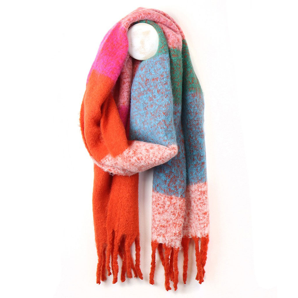 Red & Aqua Mix Check Scarf