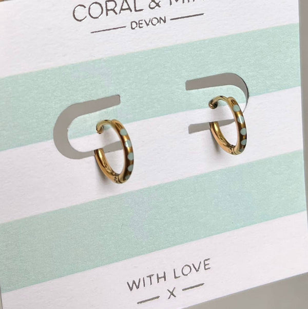 Gold Plated Huggie Earrings With Enamel