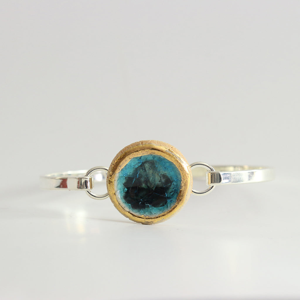 Round Turquoise Reef Silver-Plated Bangle - Habulous