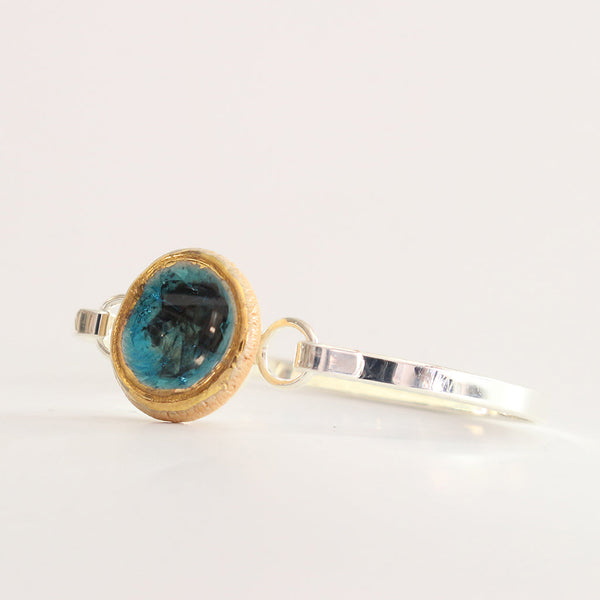 Round Turquoise Reef Silver-Plated Bangle - Habulous