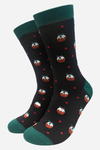 Black Men's Christmas Pudding Print Bamboo Socks