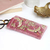 Pink Velvet Floral Crane Glasses Pouch