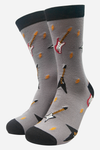 Grey Men's Electric Guitar Print Bamboo Socks