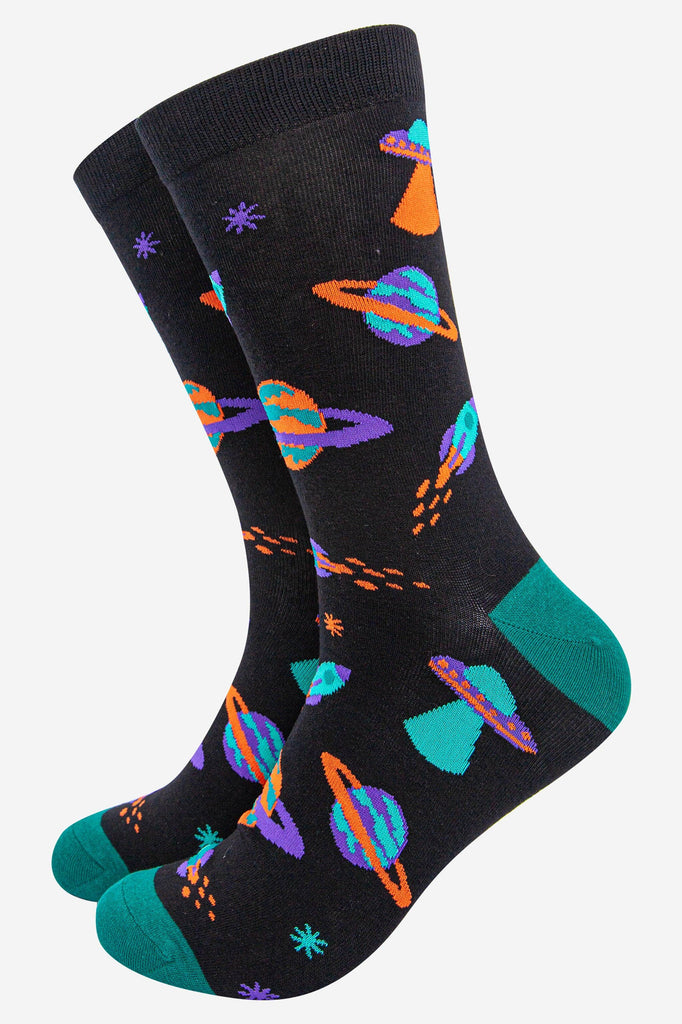 Men's Retro Space Invasion UFO Bamboo Socks