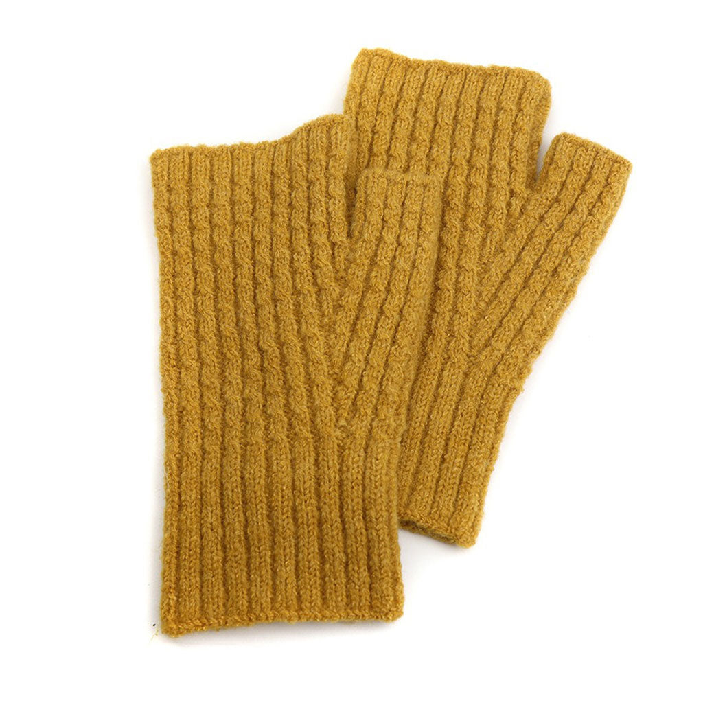 Mustard 52% Recycled Yarn Mini Cable Knit Wristwarmers