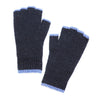 Men's Dusky Blue 52% Recycled Poly Wool Blend Fingerless Gloves With Pale Blue Trim