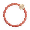 Metallic Gold Quatrefoil On Coral Pink Elastic Bangle Band