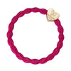 Metallic Gold Heart On Fuchsia Elastic Bangle Band