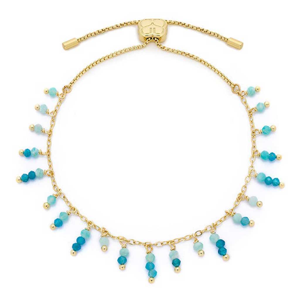 Heather Amazonite & Apatite Gold Beaded Charm Bracelet