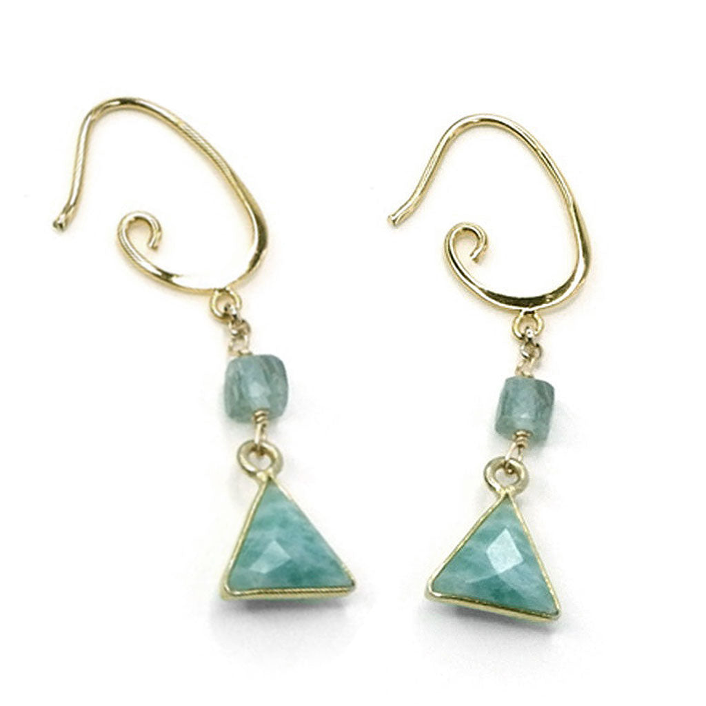 Boucles d'oreilles longues pendantes en amazonite