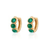 Malachite Cabuchon Huggie Hoop Earrings 18K Gold Plated Sterling Silver