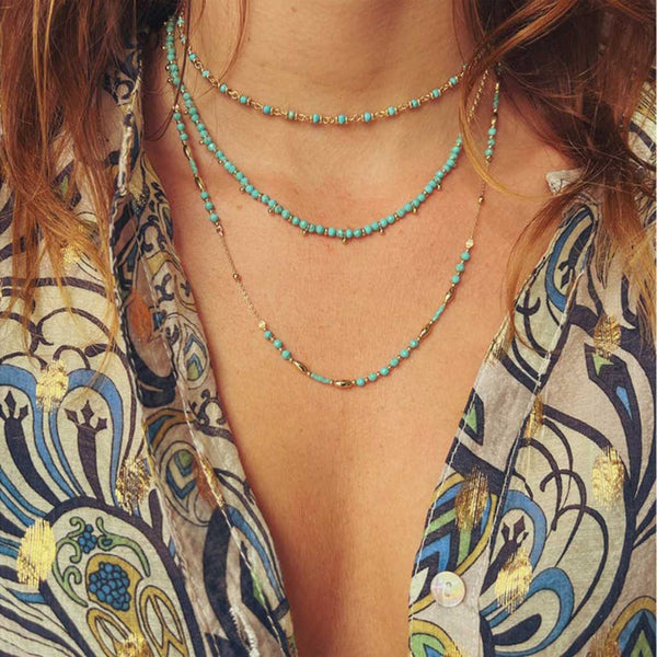 Panacea Turquoise Gold Gemstone Necklace