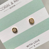 Sand Coloured Enamel Studs With Gold Plating