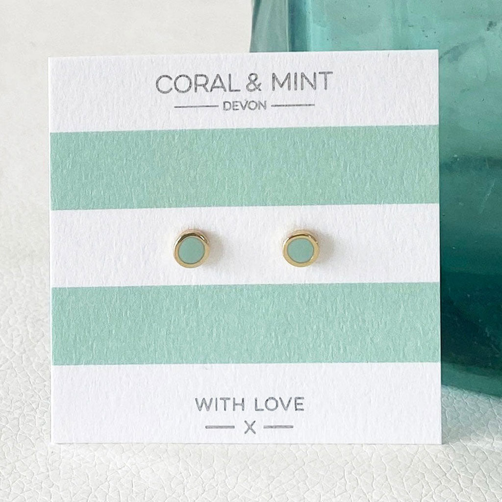 Gold Plated Mint Enamel Studs