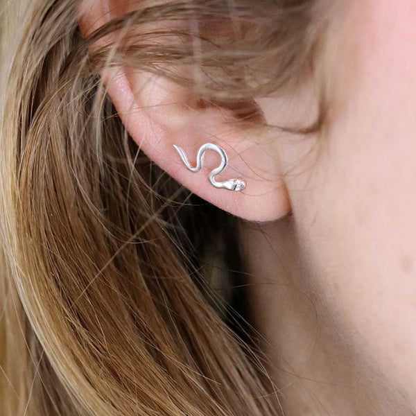 Sterling Silver Snake Stud Earrings