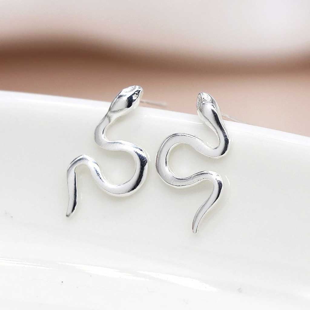 Sterling Silver Snake Stud Earrings