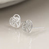 Sterling Silver Tree Of Life Heart Stud Earrings