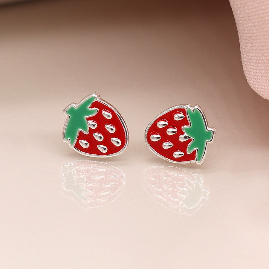 Sterling Silver Summer Strawberry Studs