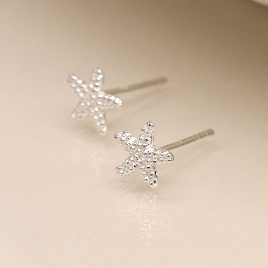 Sterling Silver Textured Starfish Studs