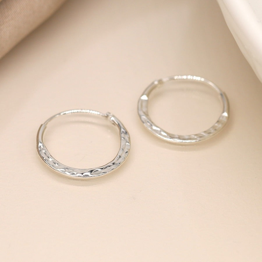 Sterling Silver Hammered Creole Hoops