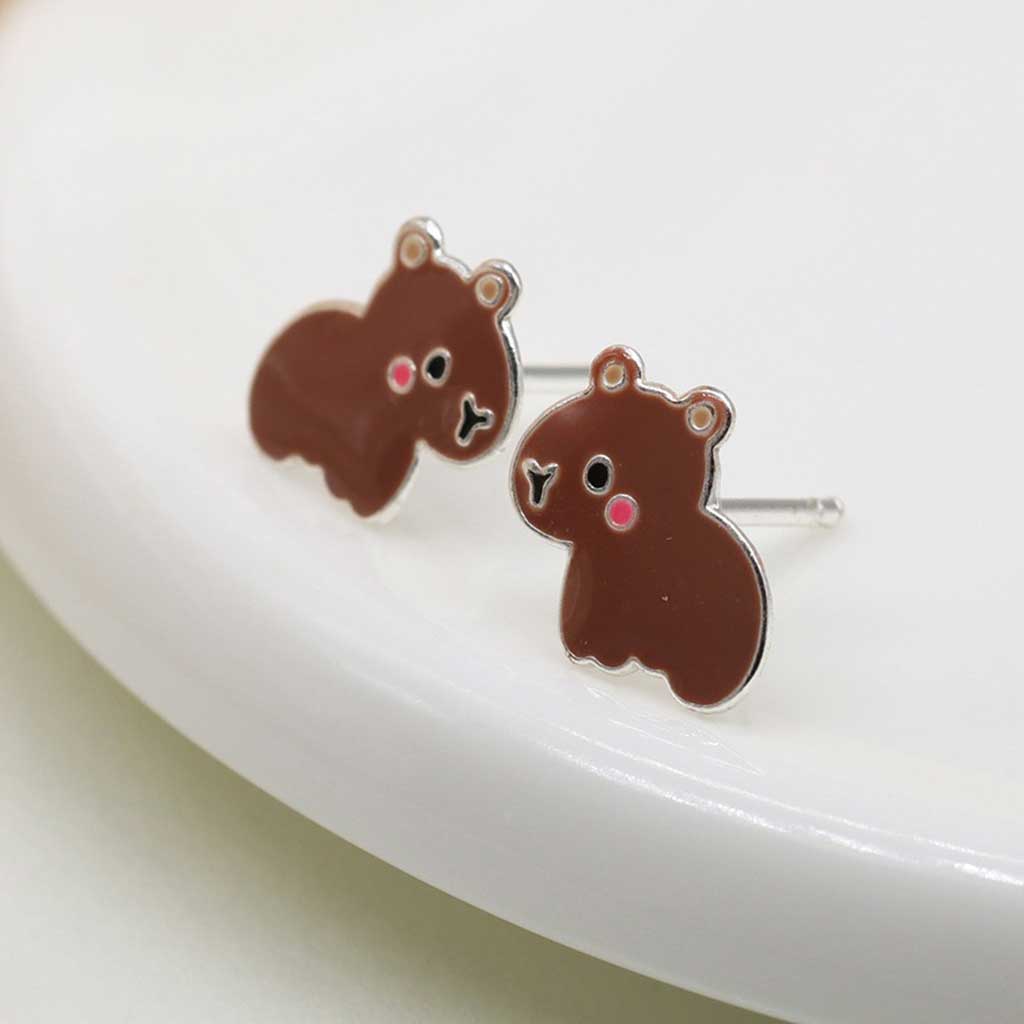 Sterling Silver Enamel Capybara Studs