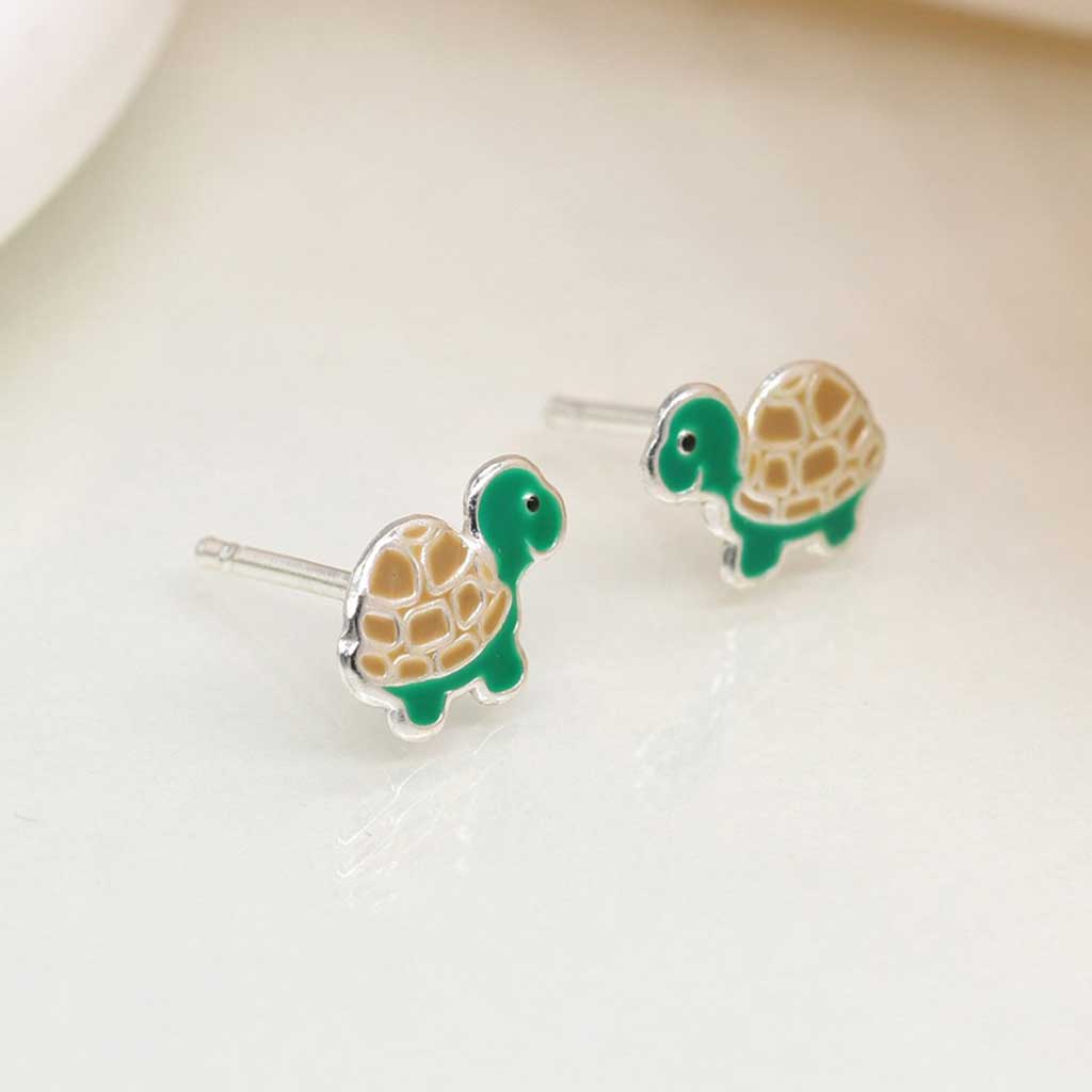 Sterling Silver Enamel Turtle Studs