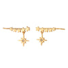 Starburst Ear Climber Earrings 18K Gold Plated Sterling Silver