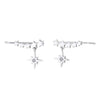 Starburst Ear Climber Earrings Rhodium Plated Sterling Silver