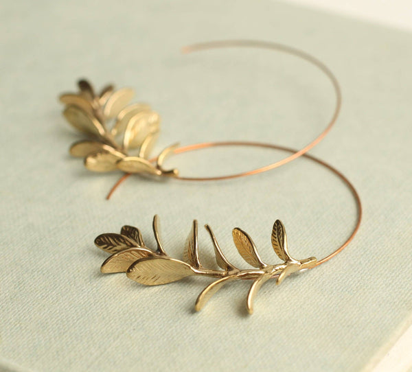 Botanical Leaf Hoop Earrings