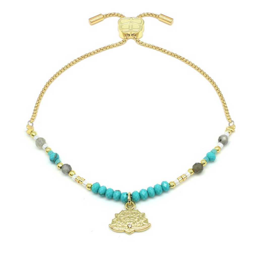 Lutea Charm Turquoise Labradorite Gold Bracelet