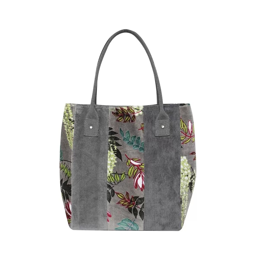 Printed Velvet Slouch Tote Grey Insideout