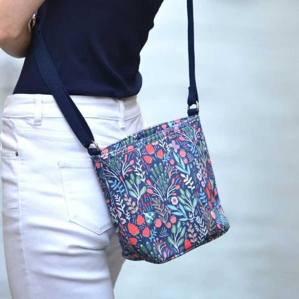 Blue Floral Canvas Brooke Bag