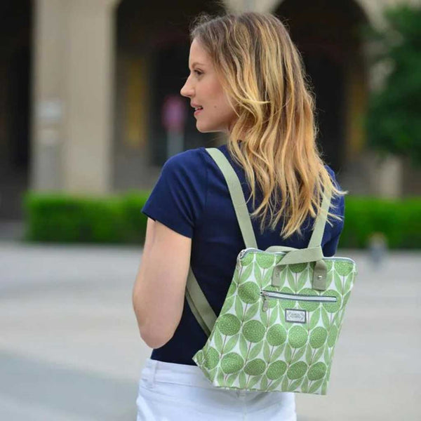 Green Flower Backpack Tote Bag